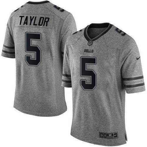 Nike Bills #5 Tyrod Taylor Gray Men's Stitched NFL Limited Gridiron Gray Jersey - Click Image to Close